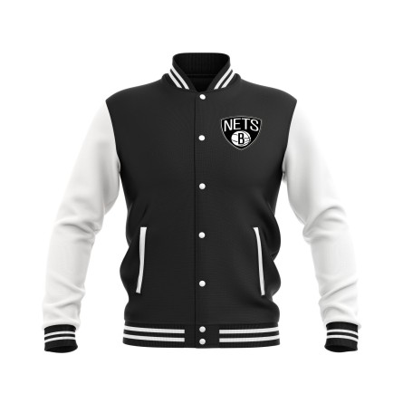 Letterman Brooklyn Nets Wool Body and Leather Sleeves Varsity Jacket - NBA Jacket