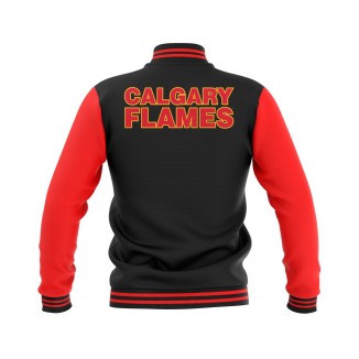 Letterman Calgary Flames Wool Body and Leather Sleeves Varsity Jacket - NHL Jacket