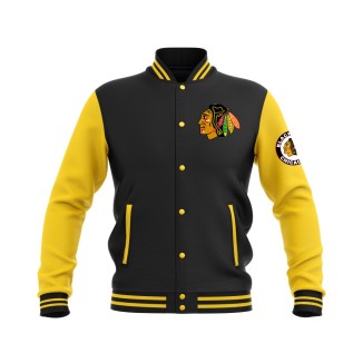 Letterman Chicago Blackhawks Wool Body and Leather Sleeves Varsity Jacket - NHL Jacket