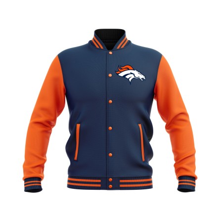 Letterman Denver Broncos Wool Body and Leather Sleeves Varsity Jacket - NFL Jacket