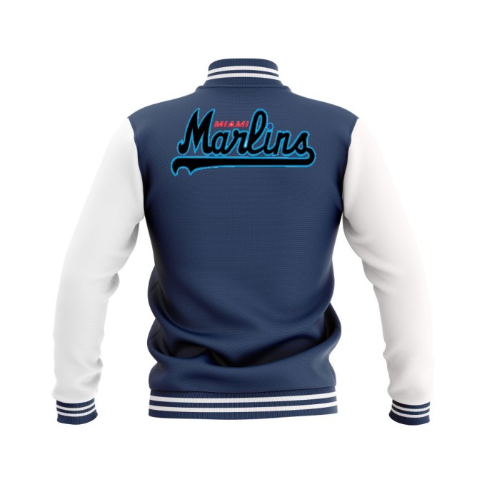 Letterman Miami Marlins Wool Body and Leather Sleeves Varsity Jacket - MLB Jacket