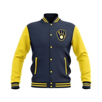 Letterman Milwaukee Brewers Wool Body and Leather Sleeves Varsity Jacket - MLB Jacket