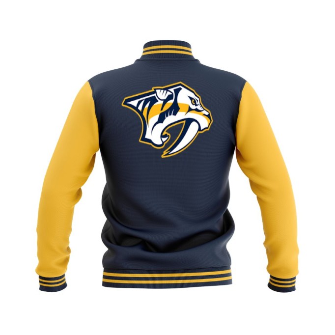 Letterman Nashville Predators Wool Body and Leather Sleeves Varsity Jacket - NHL Jacket