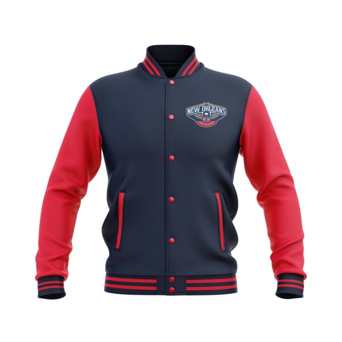 Letterman New Orleans Pelicans Wool Body and Leather Sleeves Varsity Jacket - NBA Jacket