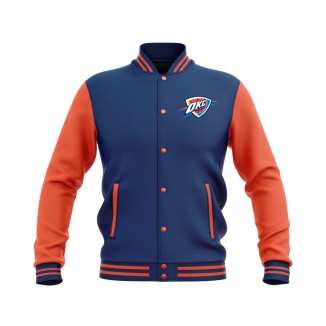 Letterman Oklahoma City Thunder Wool Body and Leather Sleeves Varsity Jacket - NBA Jacket