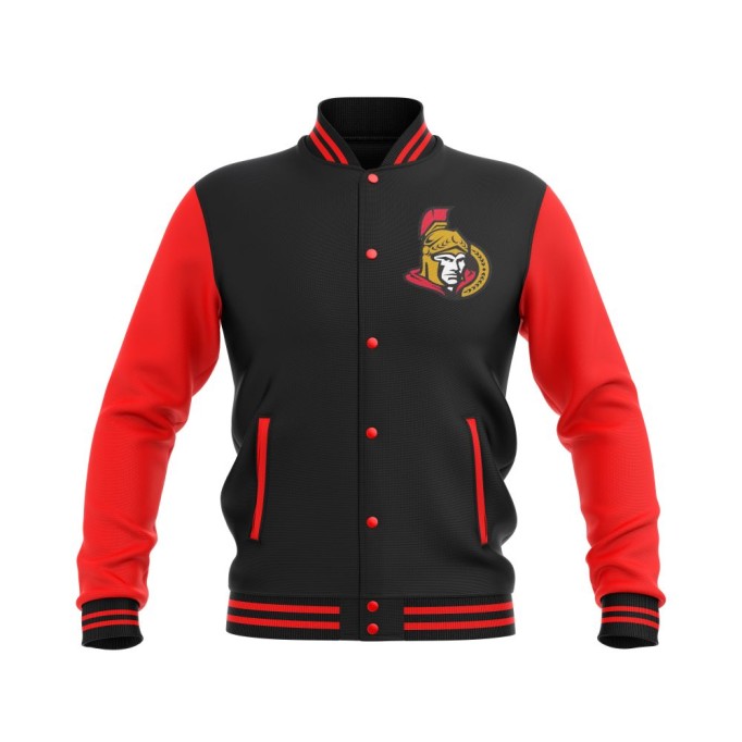 Letterman Ottawa Senators Wool Body and Leather Sleeves Varsity Jacket - NHL Jacket