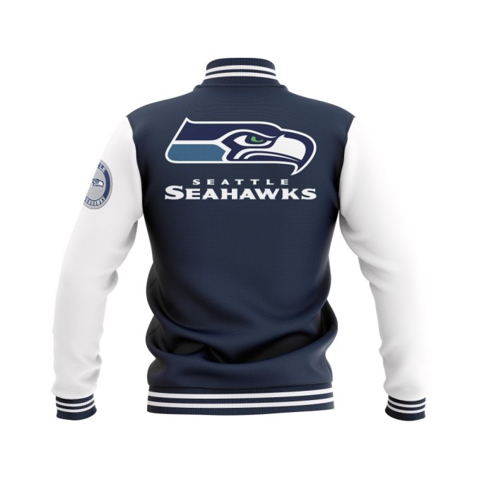 Letterman Seattle Seahawks Wool Body and Leather Sleeves Varsity Jacket - NFL Jacket