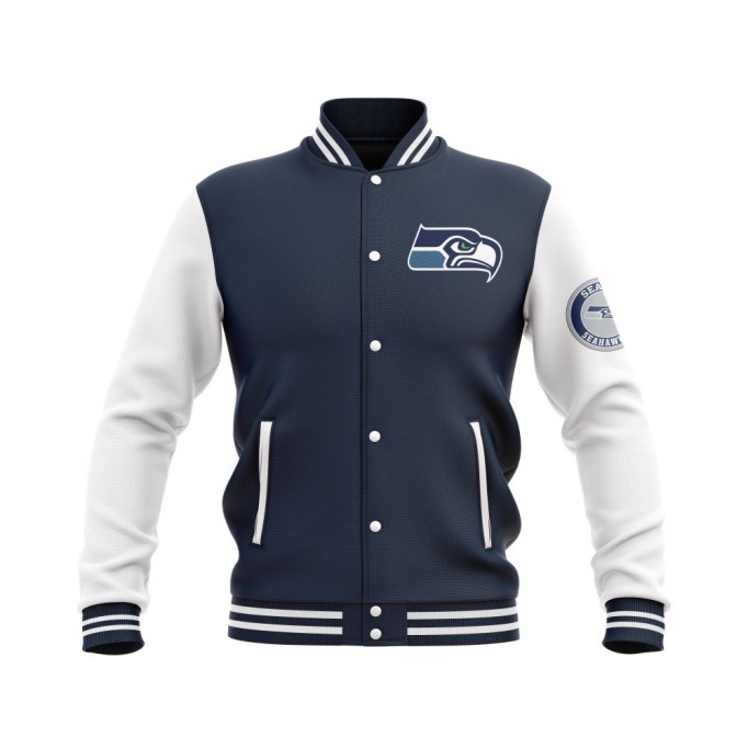 Letterman Seattle Seahawks Wool Body and Leather Sleeves Varsity Jacket - NFL Jacket