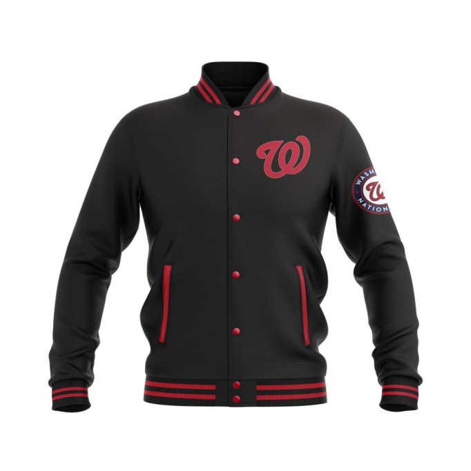 Letterman Washington Nationals Wool Body and Leather Sleeves Varsity Jacket - MLB Jacket