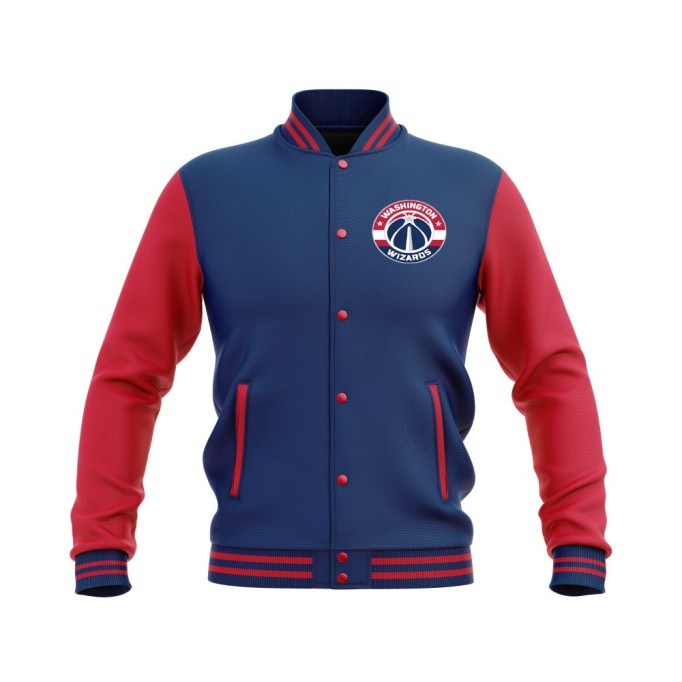 Letterman Washington Wizards Wool Body and Leather Sleeves Varsity Jacket - NBA Jacket