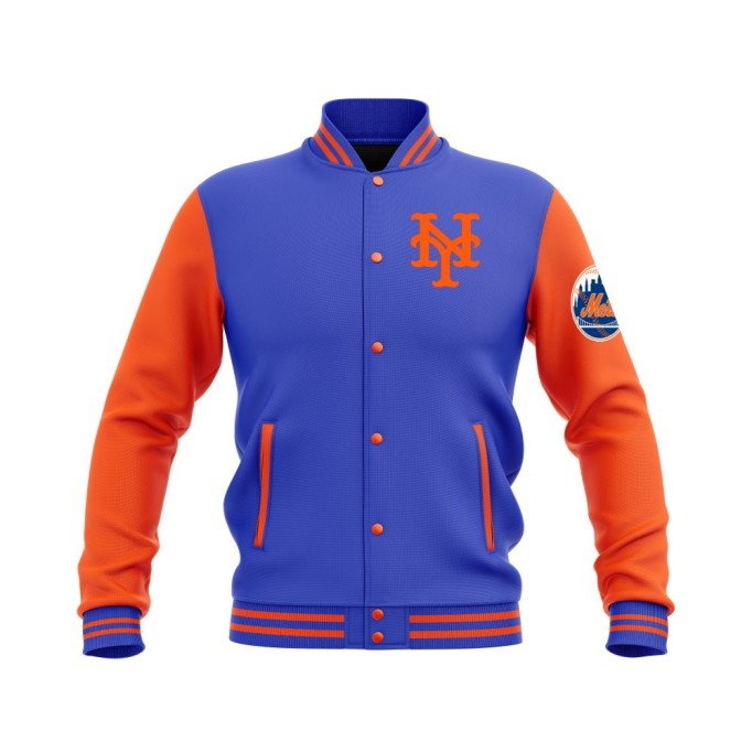 Letterman New York Mets Wool Body and Leather Sleeves Varsity Jacket - MLB Jacket