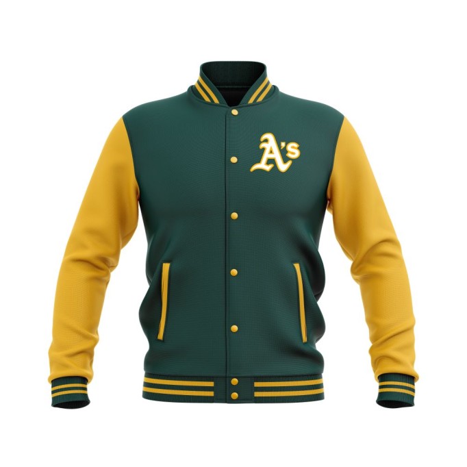 Letterman Oakland Athletics Wool Body and Leather Sleeves Varsity Jacket - MLB Jacket